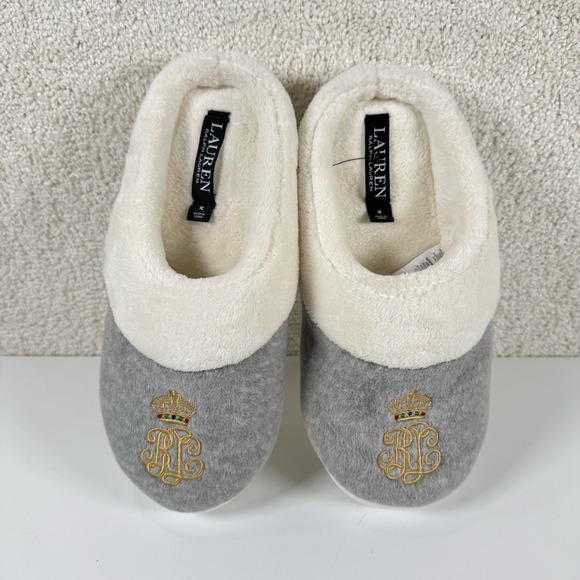 Lauren Ralph Lauren Cream Faux Fur Slip-on Slippers Women Medium - Picture 2 of 6